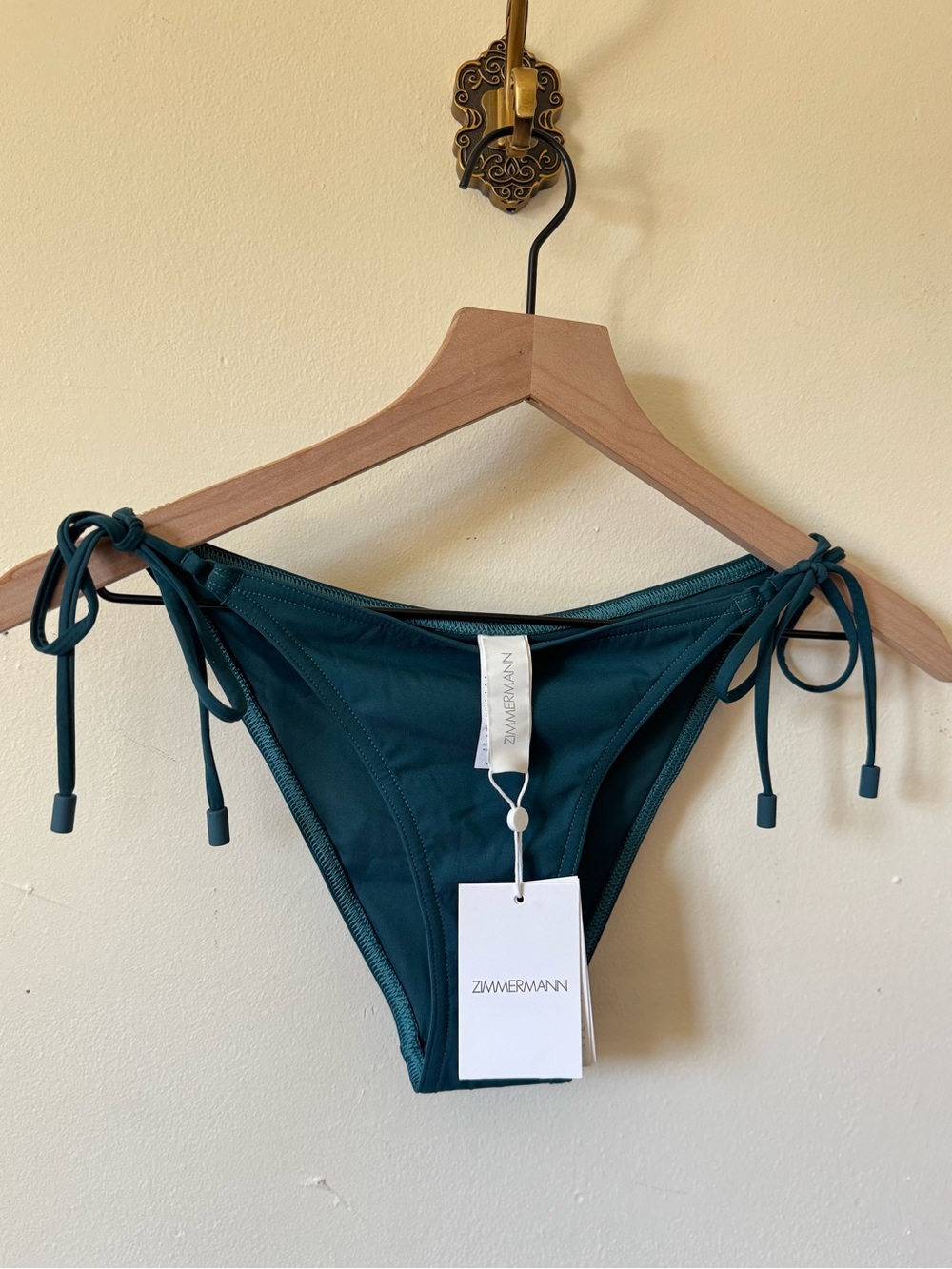Zimmermann Bottle Green Tie-Side Bikini Bottom Size Small 4-6